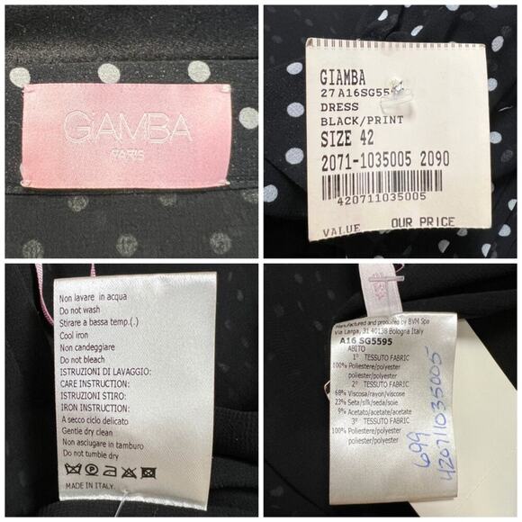 NEW GIAMBA Paris Polka Dots Collared Maxi Dress Black ITALY SIZE 42 US 6 NWT - Picture 4 of 15